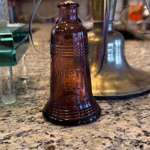Vintage Wheaton Liberty Bell Amber Glass Bottle
